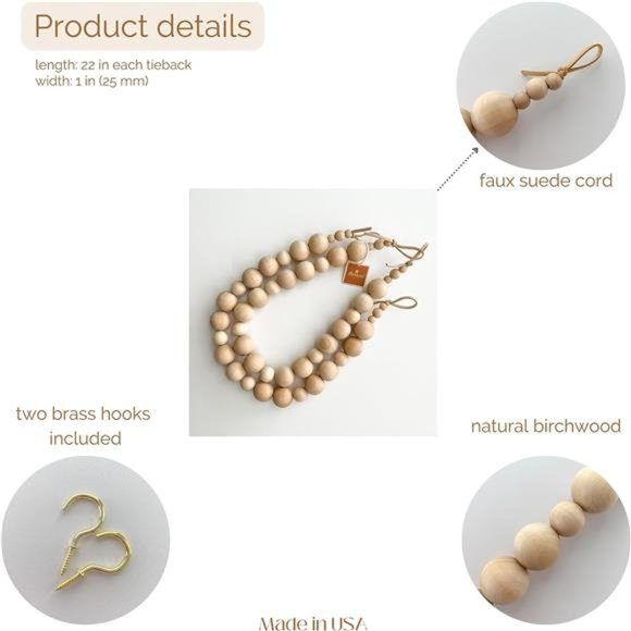 Curtain tiebacks - Curtain holdbacks - Boho Curtain tiebacks - Curtain Holder - Picture 2 of 6